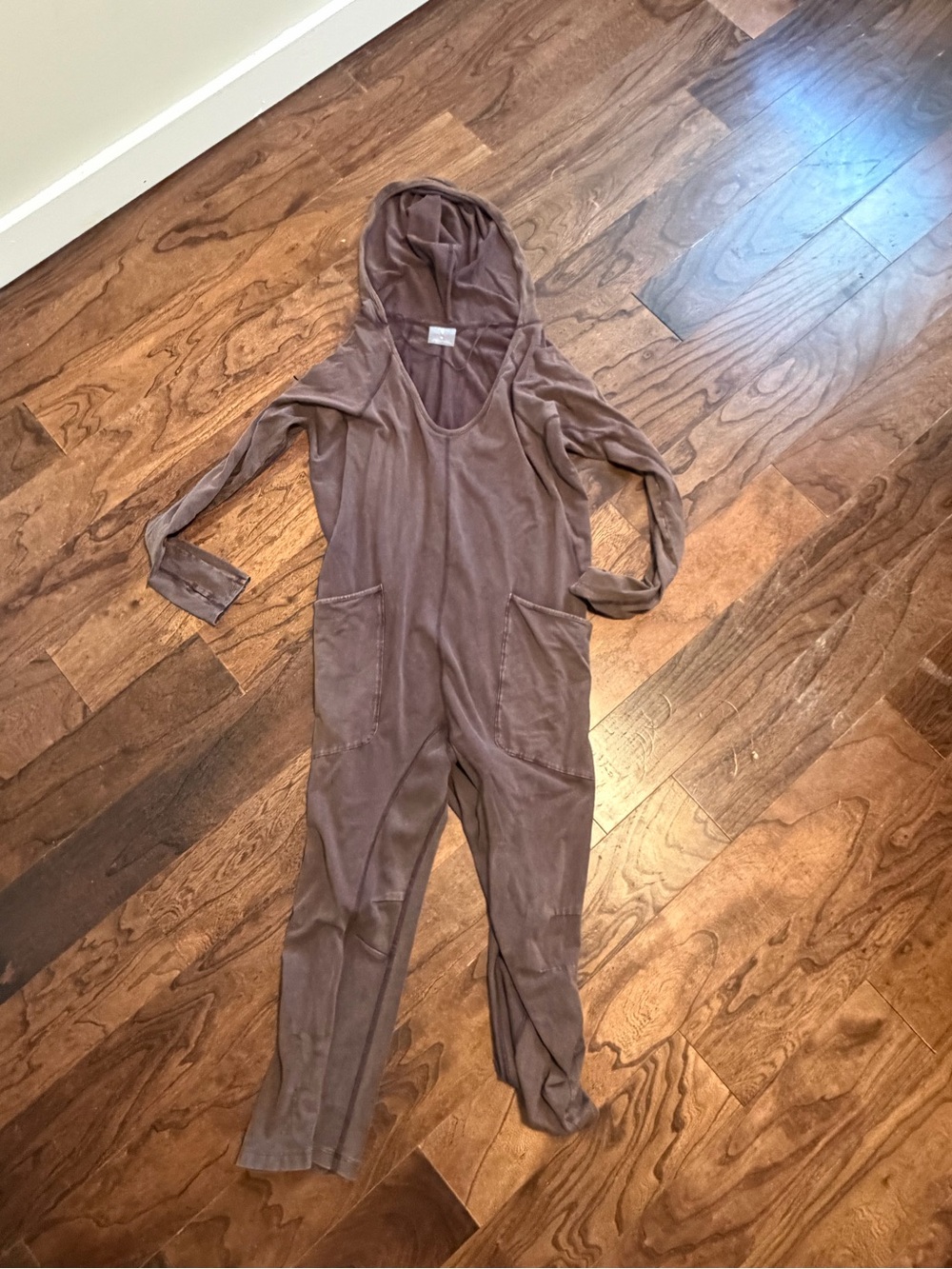 Free People Taupe Hooded Jumpsuit